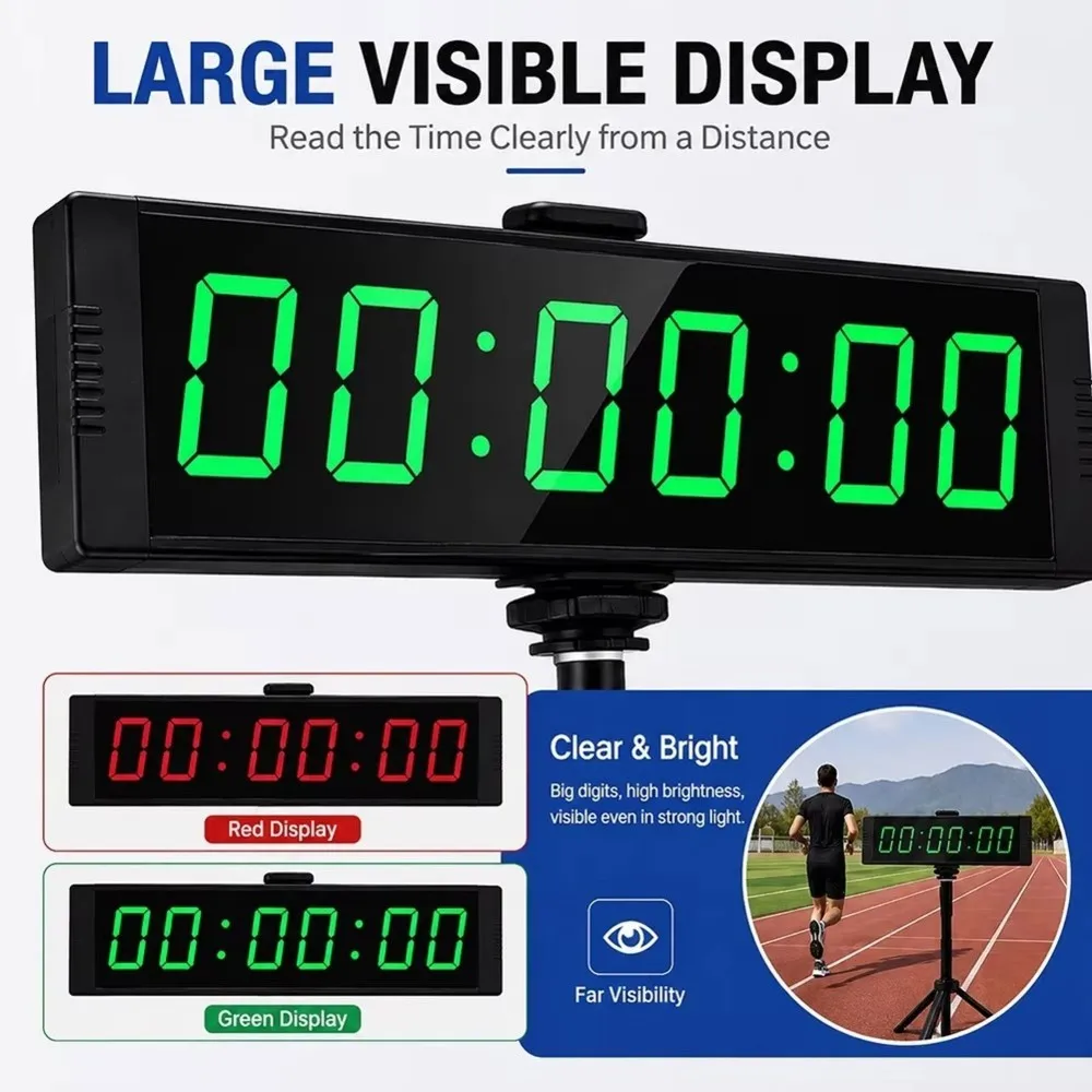 2026 New Large Digital Gym Timer Clock For Home Fitness, Stopwatch Button Supported, Countdown Stopwatch & 12/24H Digital Clock