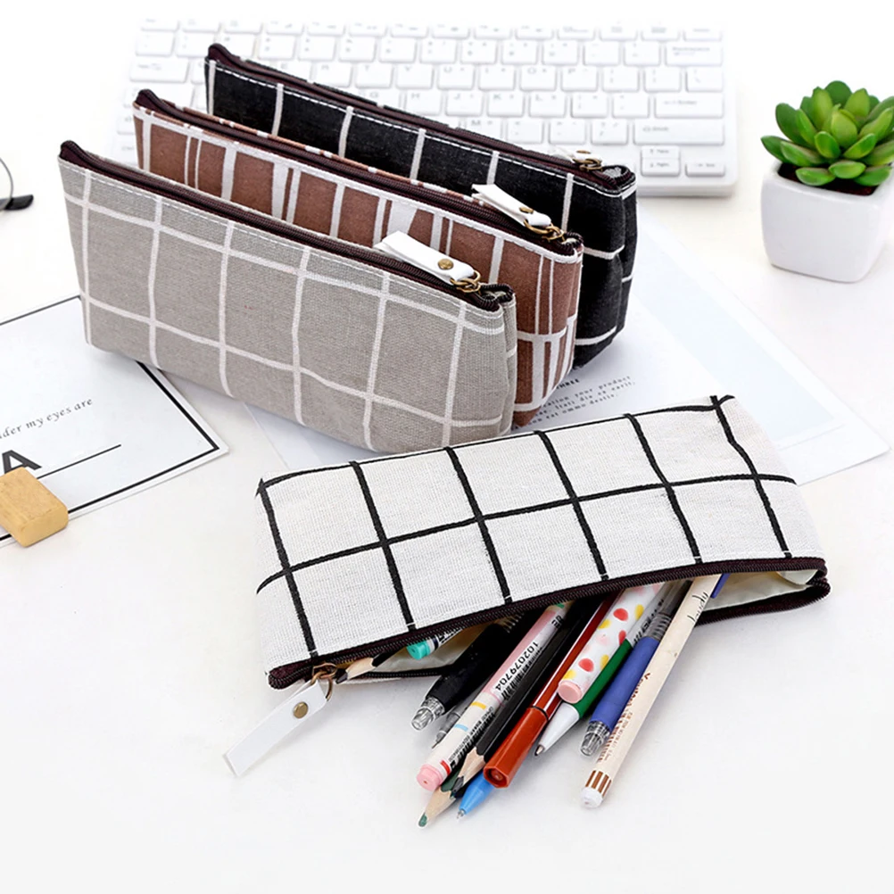 

2Pcs Multifunctional Pencil Bags Stylish Canvas Storage Bag for Stationery Cosmetics Cell Phone