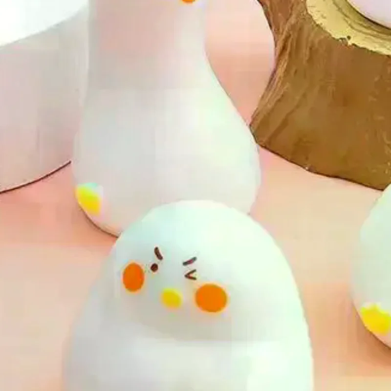 6Pcs Cute Mini White Duck Resin Figurines With Adorable Funny Expressions Perfect For Home Desk Decor And DIY Craft Gifts