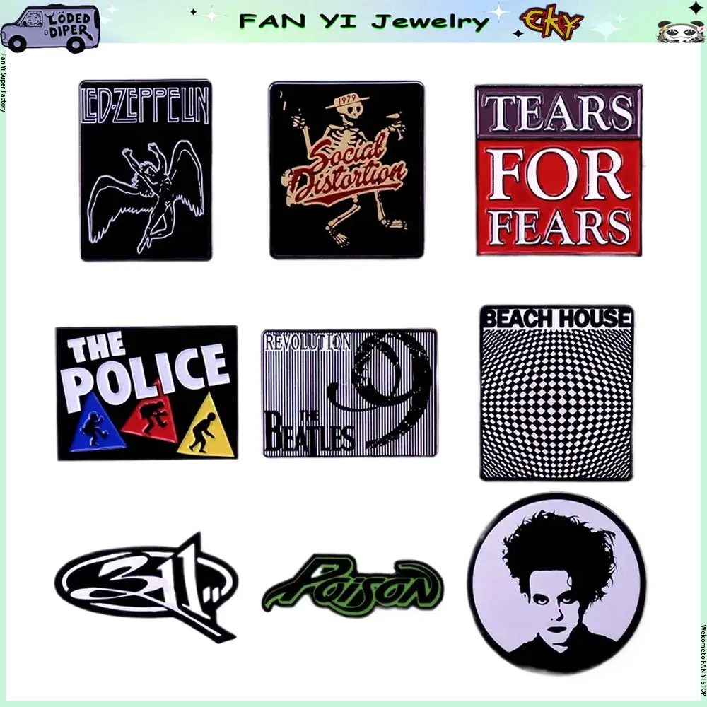 

Style Rock Band Logo Brooch Metal Enamel Pins Delicacy Hiphop Music Series Lapel Badge Denim Jacket Backpack Brooch Decoration