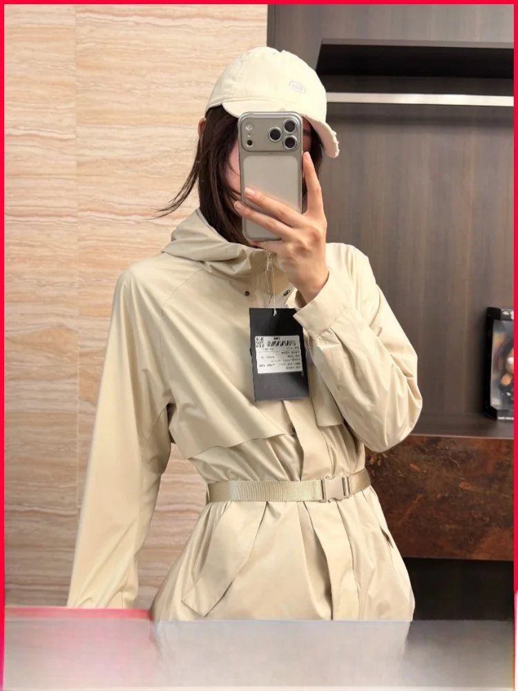 

Outdoor Windproof Waterproof Spring Casual Hooded Jacket Men Women Fashion Loose Waist Adjustable Slimming Coat