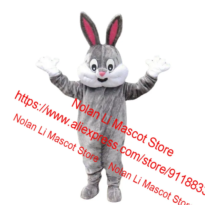 EVA Helmet Super Soft Fabric Grey Rabbit Mascot Dress Unisex Cartoon Set Role Play Game Advertising Adult Size Holiday Gift 161