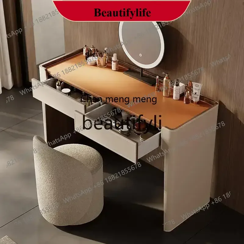 

D178 Bedroom saddle leather premium makeup table small apartment modern simple Italian makeup table