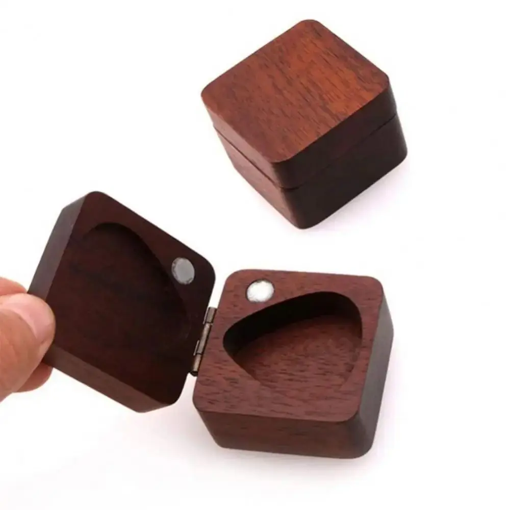 Gift Wooden Guitar Pick Box 1/3pcs Picks Square Picks Storage Case Solid Reusable Guitar Plectrum Container Music Instrument