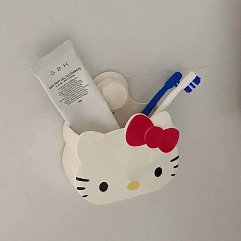 

1PC Cute Kt Cat Home Storage Rack Hanging Sundries Storage Holder Sanrio Hello Kitty Bathroom Table Organizer Wall Shelf