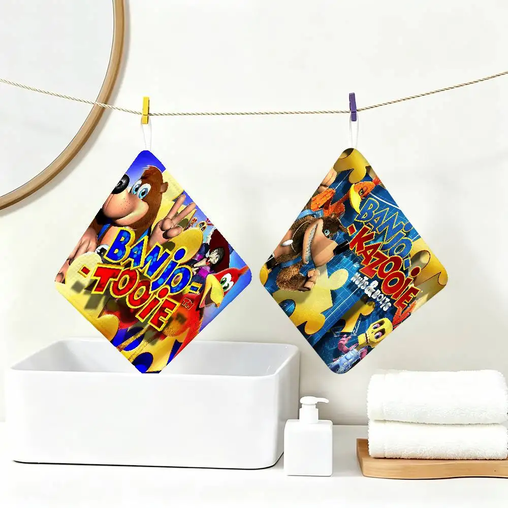 Anime Banjo Kazooie Polyester Cotton Hanging Hand Towel, Super Absorbent Hand Wiping Towel for Daily Household Use