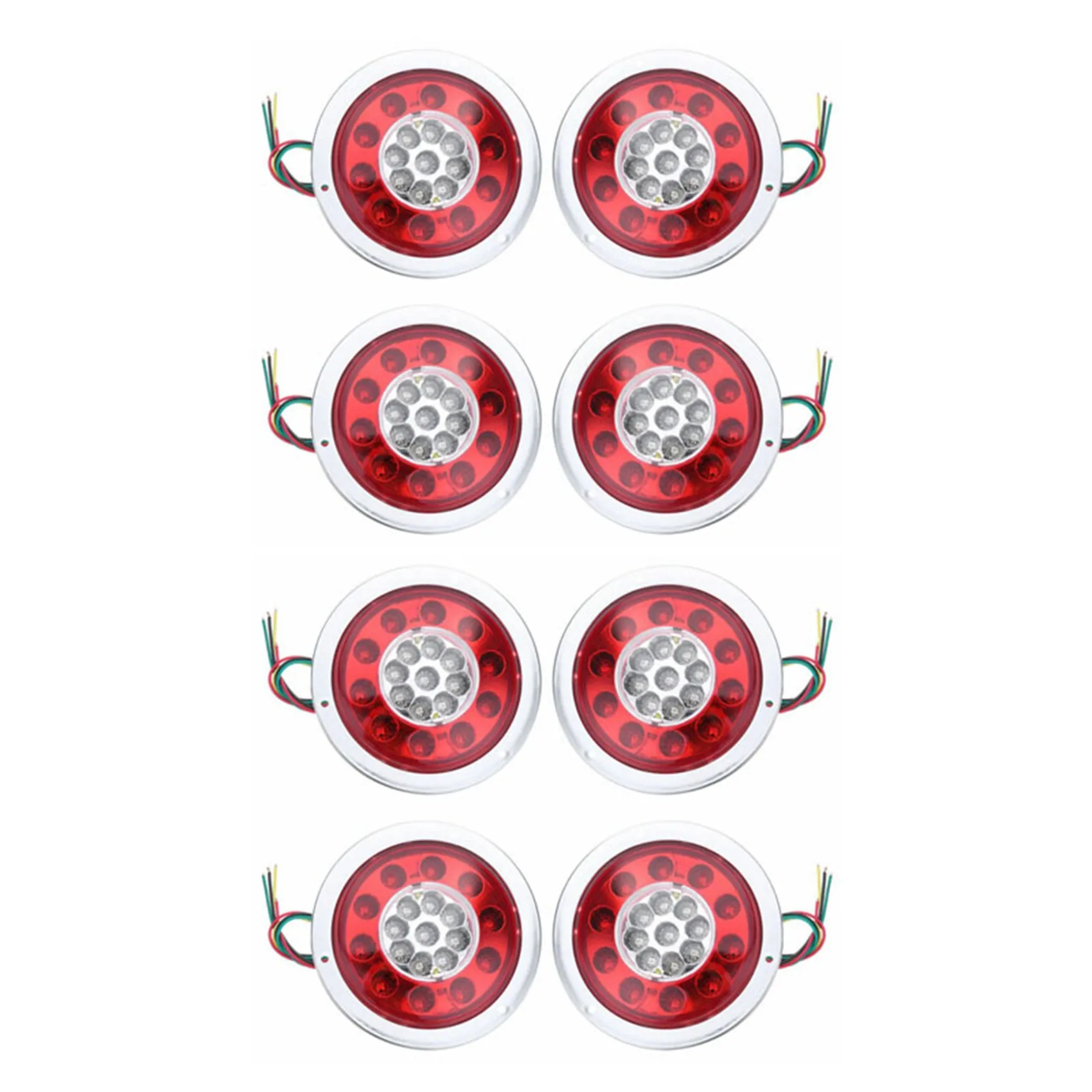 

8 Pack Round 19 LED Rear Stop Light Tail Brake Turn Signal Lamp Trailer Truck Van