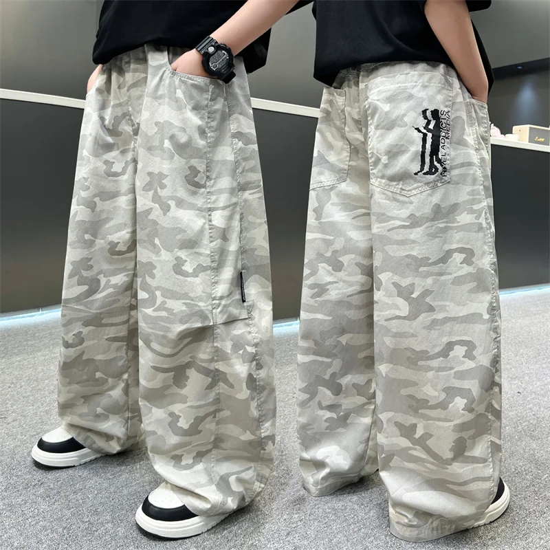 

Boys Casual Pants Summer Camouflage Loose-Fit Joggers Big Kids Soft Breathable Quick-Drying Athletic Pants Trendy for Boys 5-14Y