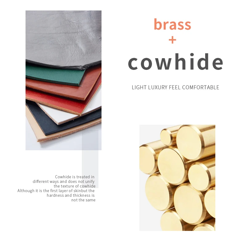 Brass and cowhide leather furniture knob — supplier illustration 2