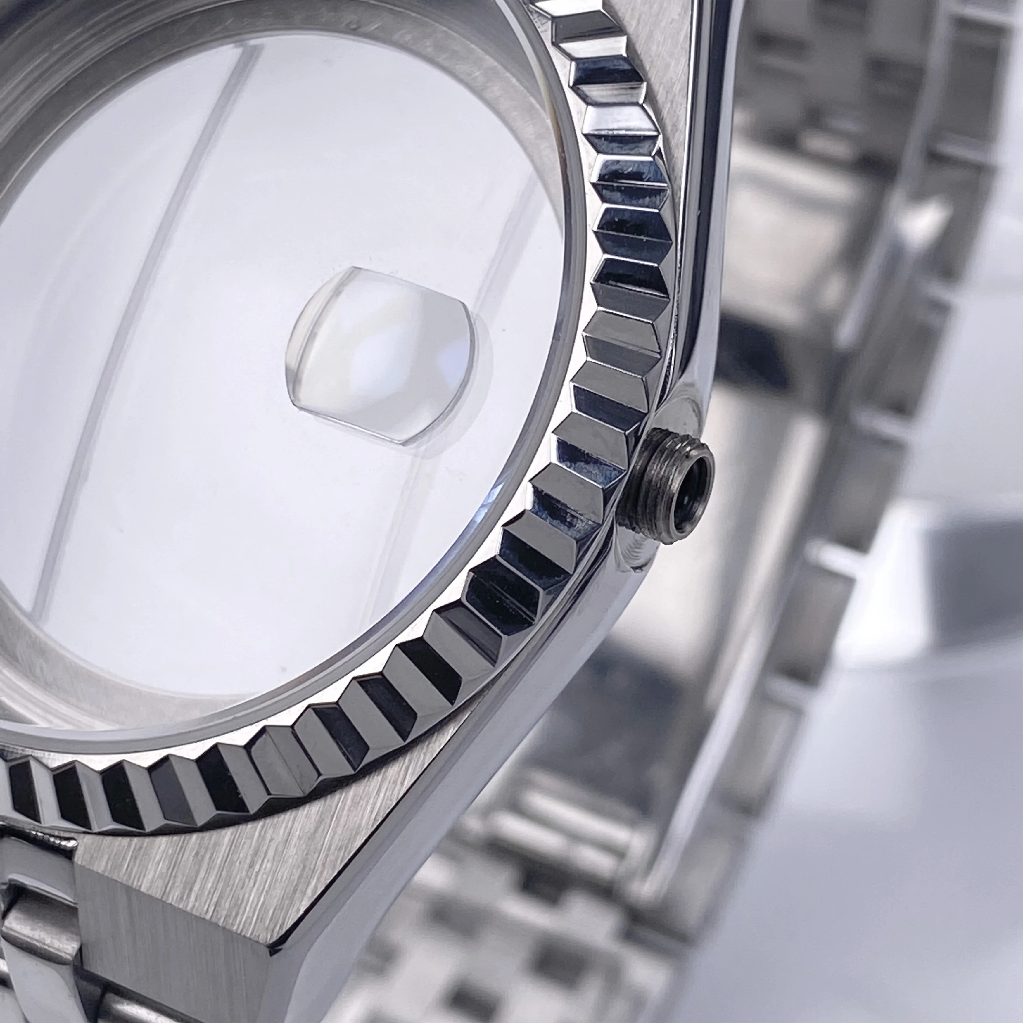 NH35 39,5 mm para caixa de relógio Land-Dweller com pulseira de vidro safira aço inoxidável 33,8 mm mostrador adequado para peça de reposição de movimento NH35