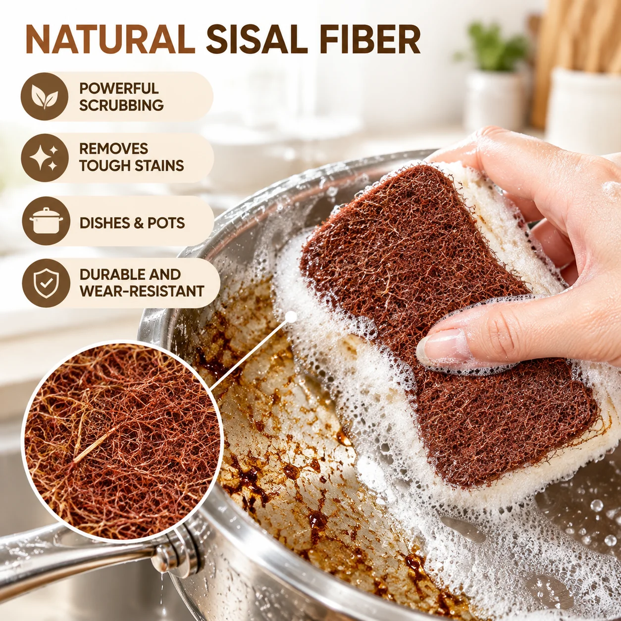 Eco-friendly Sisal Wood Pulp Sponge Scrubber Magic Sponge Cleaner Dishwasing Sponge For Home Kitchen Bathroom Cleaning Tools