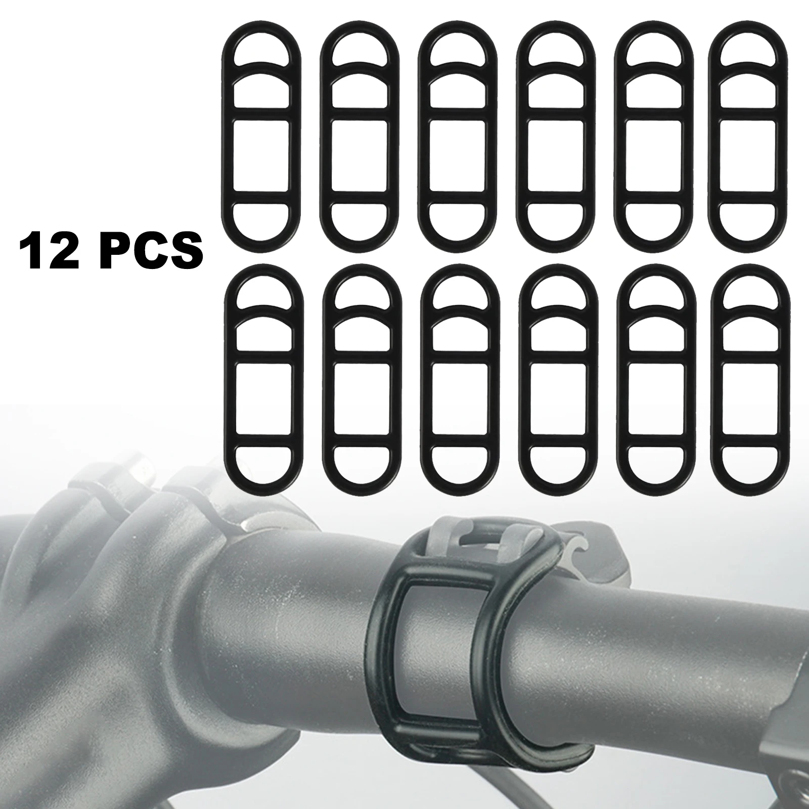 12PCS Stretch Rubber Rings for Bicycle Torch Holder, Non slip and Stable Silicone Straps, Suitable for Electric Bikes