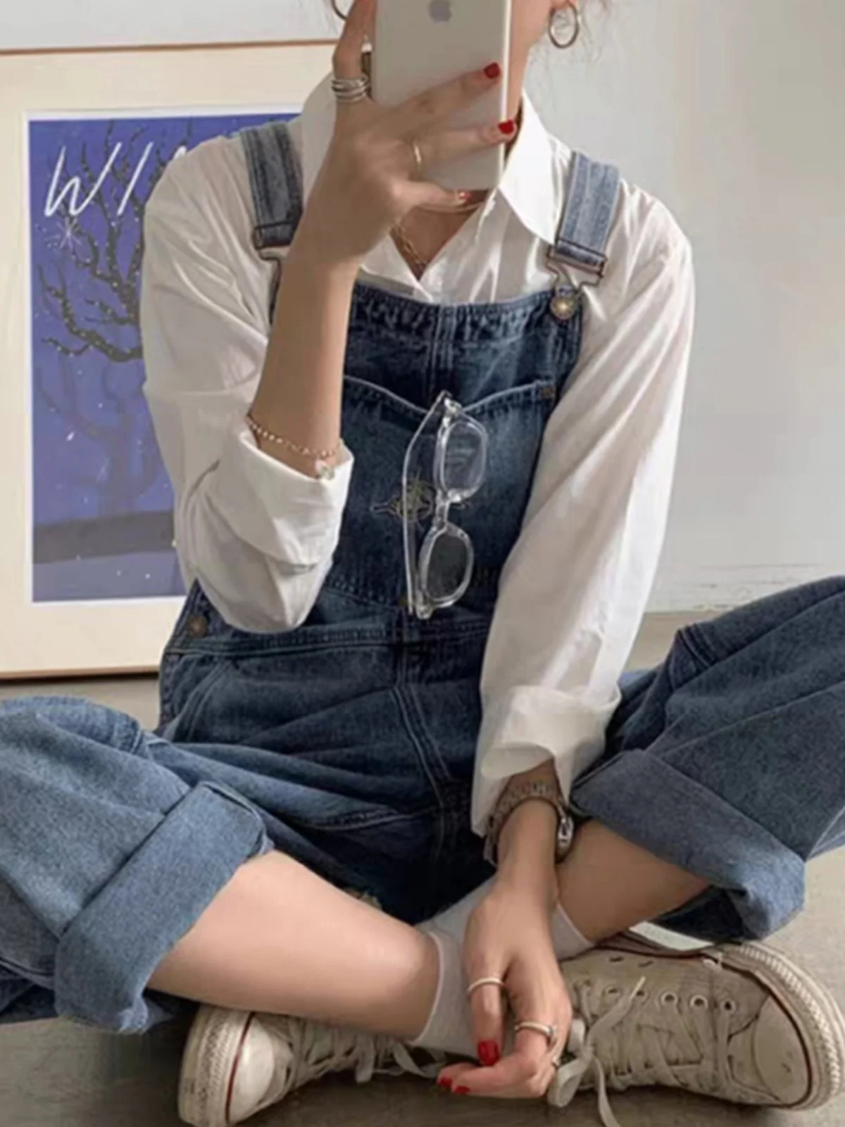 White Long Sve irt Women's Inner Wear Simple Work Design Korean Sle Spring Autumn Top Quali Commute Faion Straight...