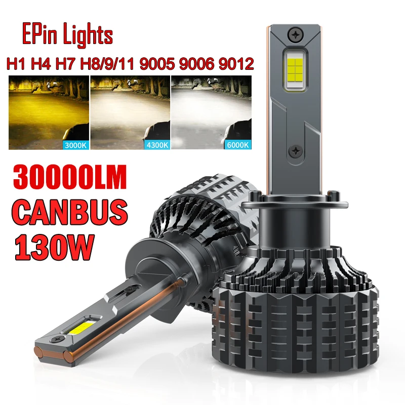 2X 130W H4 LED světlomet žárovky 30000LM H1 H3 H7 canbus LED lampa H11 9005 9006 9012 auto světlomet mlha lehký 3000K 4300K 6000K 12V