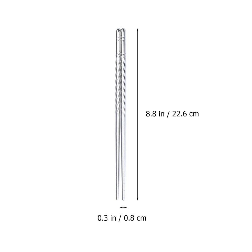 

10 Pcs Lightweight Spiral Chopsticks Travel Stainless Steel Long Dishwasher Safe