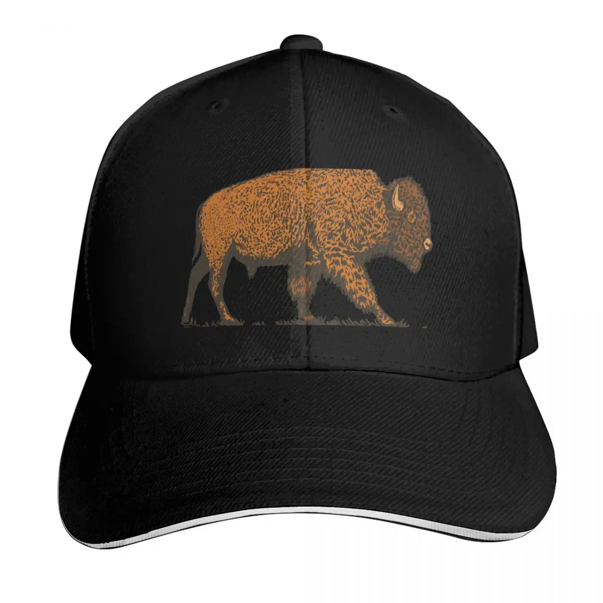Bison Baseball Cap Casual Daily Wear Quick Dry Performance Cotton Twill Breathable