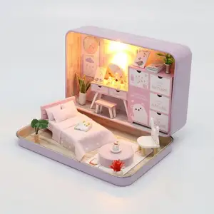 Caixa de teatro mini casa de boneca pré-fabricada em miniatura diy kit casa de bonecas caso móveis brinquedos para crianças presentes aniversário 12 principais vendas minhatura de predio - №3