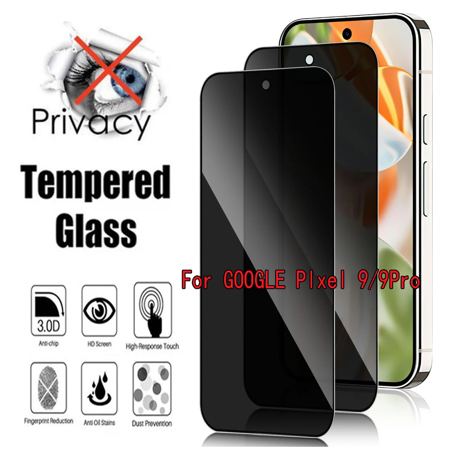 

2/4Pcs privacy Screen Protector Glass for Google Pixel 9 /9 Pro 9H Tempered Glass Film