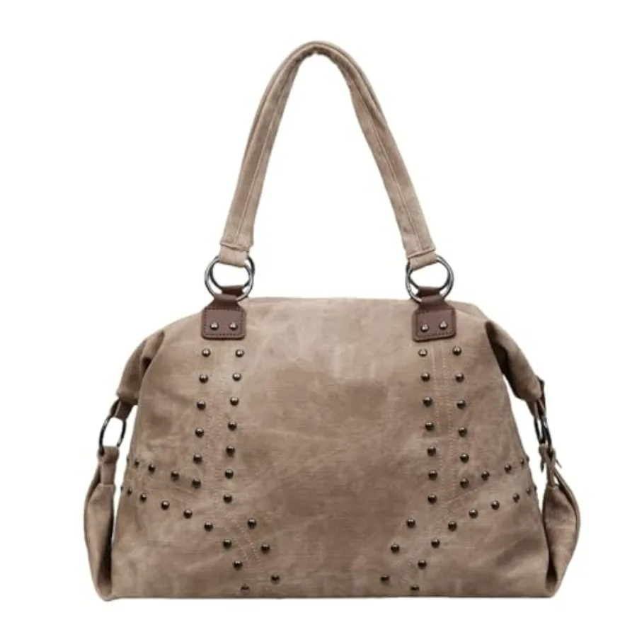 Bolso de mano con tachuelas de piel sintética, estilo Y2K, tipo hobo, con asa superior, para mujer