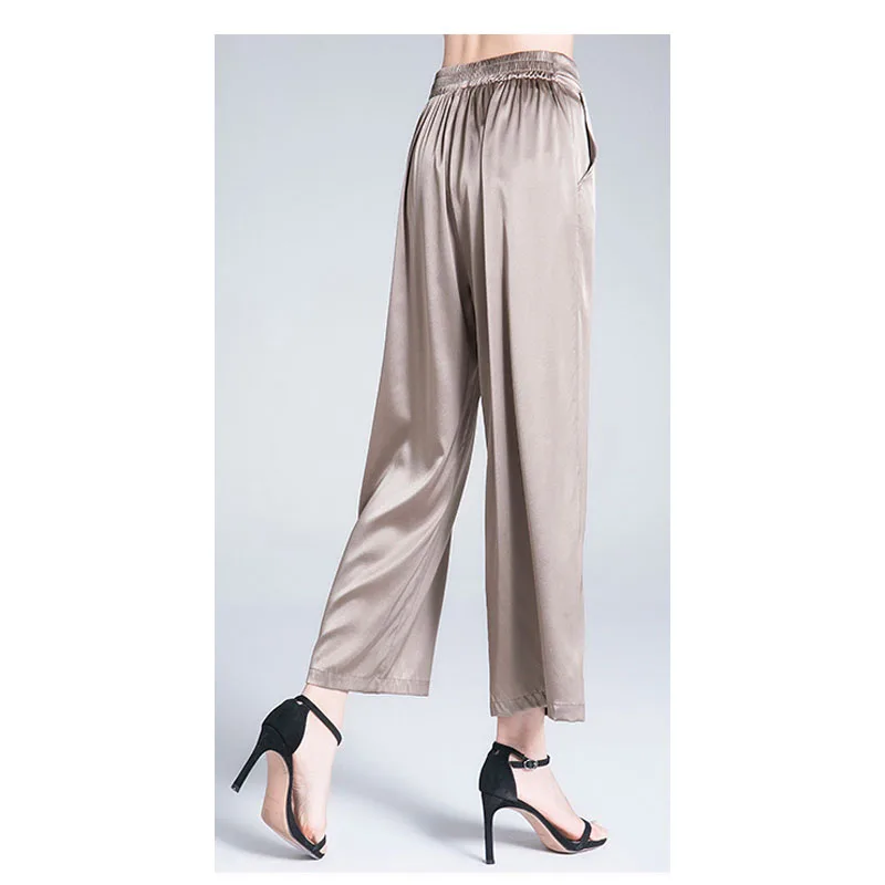 Fengbaoyu natuurlijke pure zijde loszittende casual damesbroek met wijde kuit, koel en comfortabel in de zomer, zacht en lichtgewicht