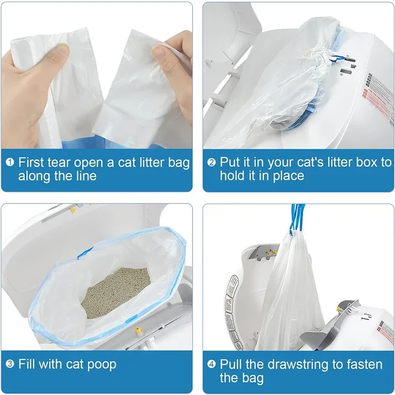 Tonepie Ti Pro Cat Litter Bags for Self Cleaning Cat Litter Box Portable 2 Rollers 30pcs Hand-held Home Accessories Pet Supplies