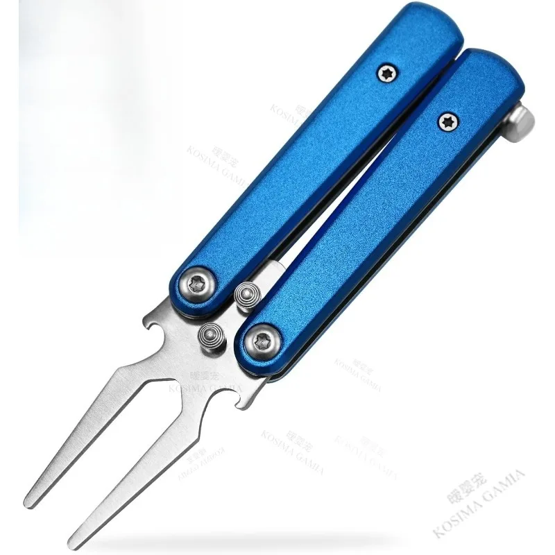 

Golf Alloy Forks Foldable Metal Divot Repair Tool with Bottle Opener Butterfly Golf Course Essential Durable Compact Gift
