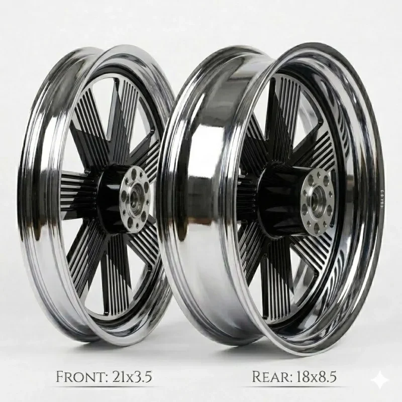 21x3.5 and 18x8.5 Forged Chrome Rims Fit For Harley Breakout 2018-2025 Touring Softail 2000-2025