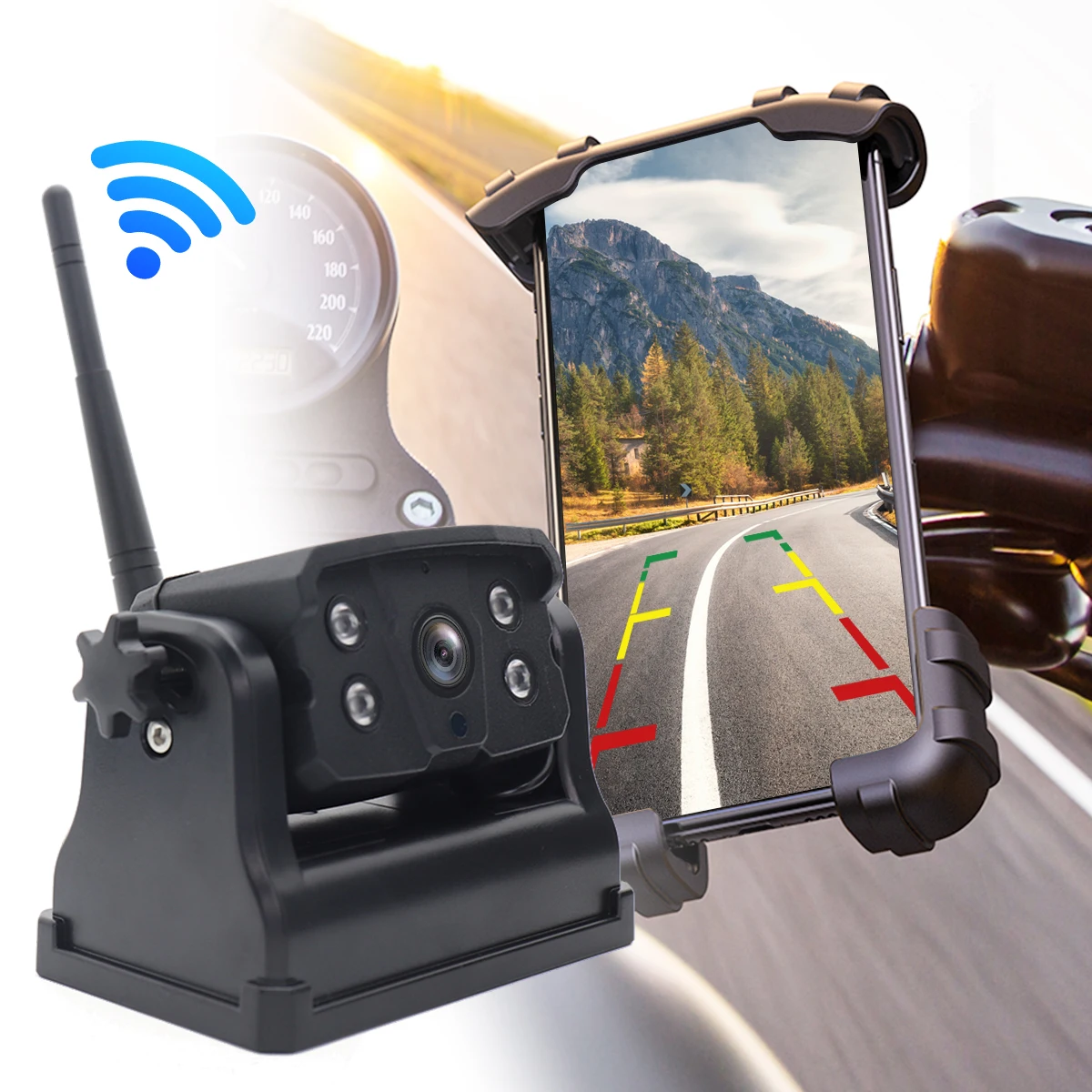 Powered Magnetic Base Rotated 720p FHD IP68 Waterproof Night Vision Car Truck WiFi Backup Camera with Mobile APP