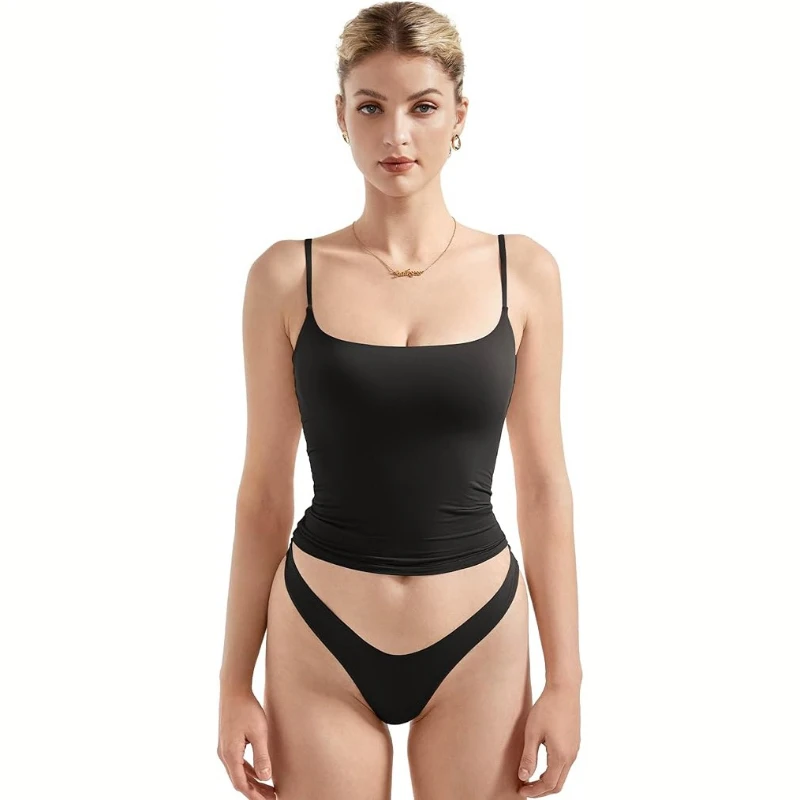 

Women's New Sexy Hot Girl Top Square Collar Adjustment Double Lining Basic Suspender Strap