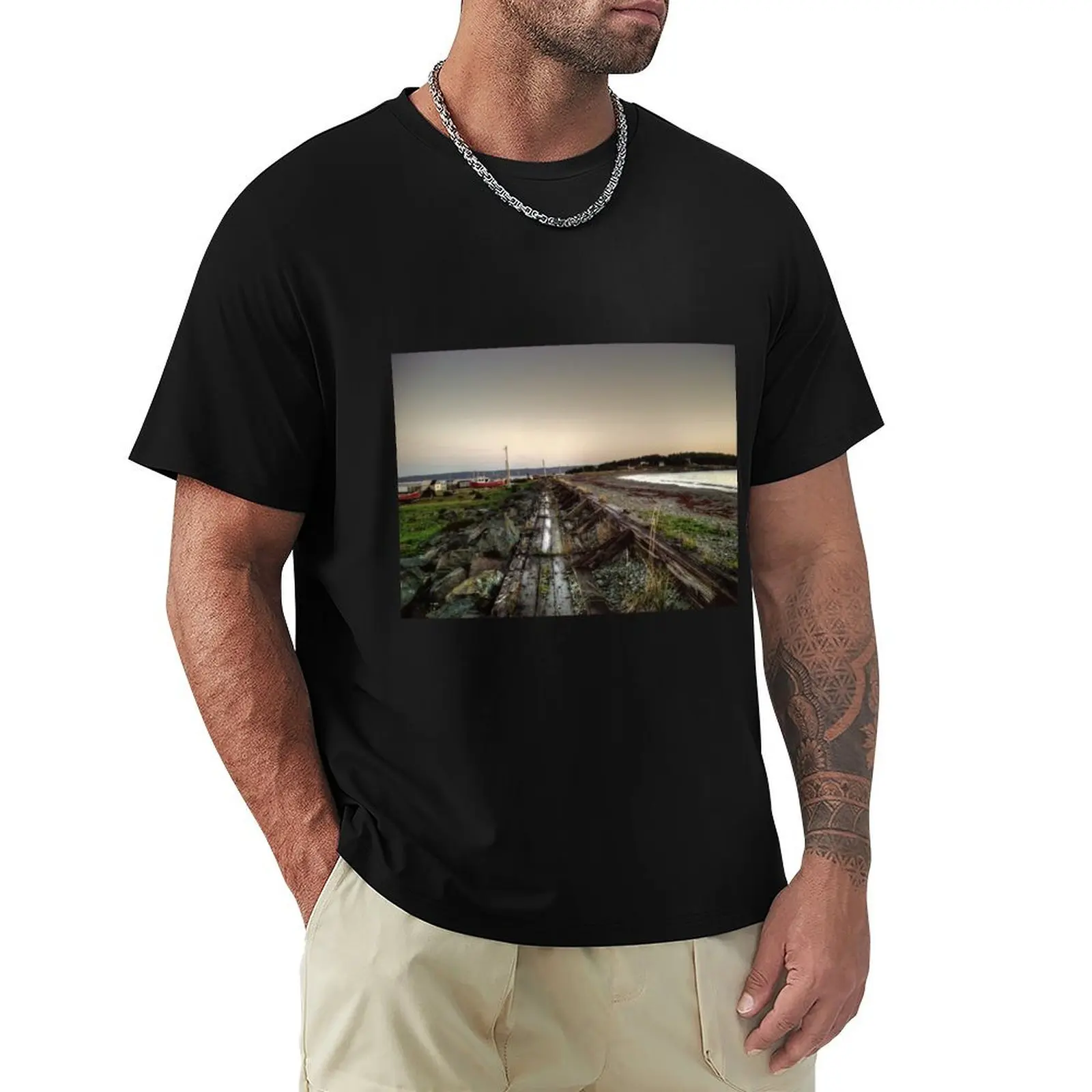 

Gabarus Boardwalk, Cape Breton Island, Canada T-Shirt summer tops cheap stuff men workout shirt