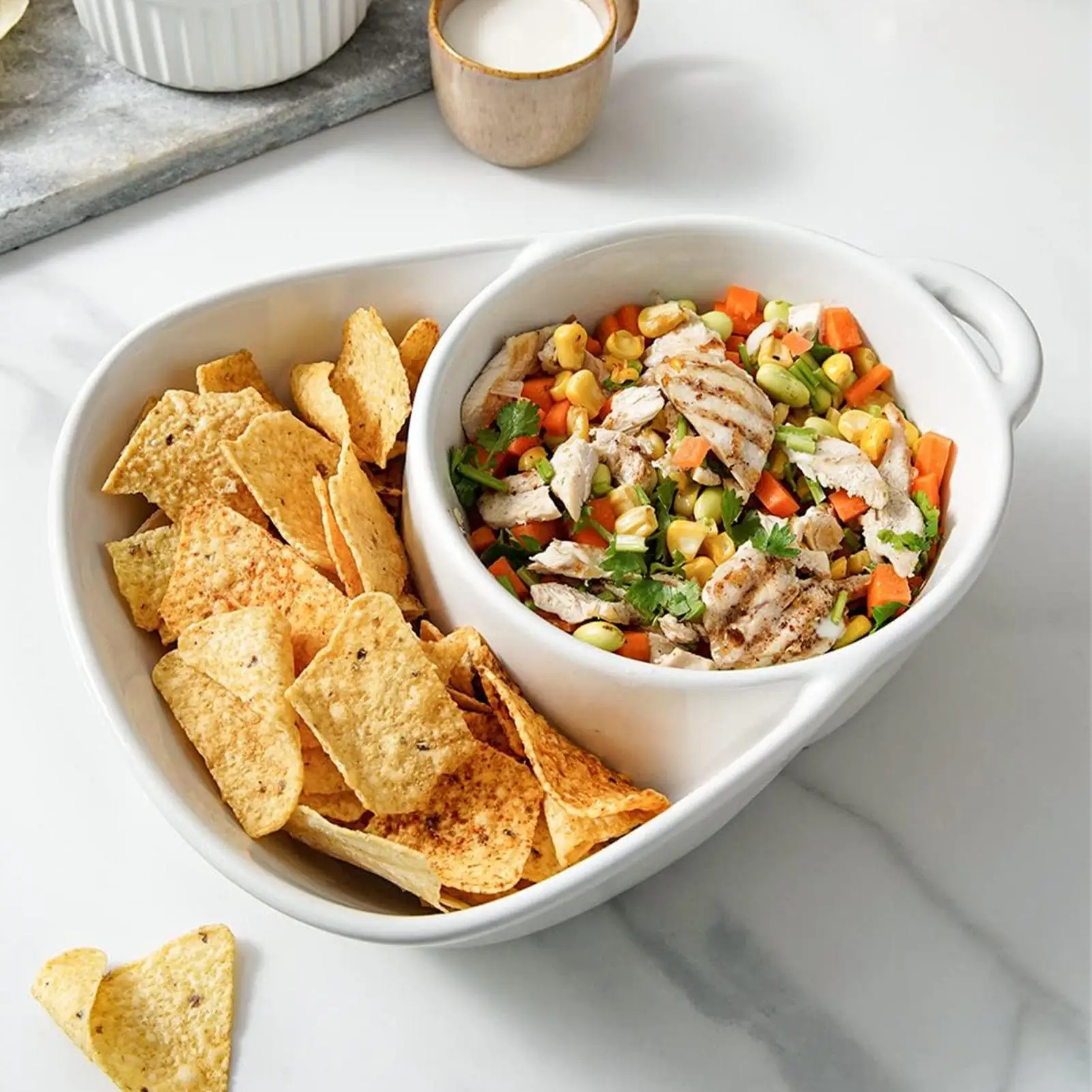 Chip And Dip Bowls Anti-Soggy Cereal Bowl Soup And Side Cracker Bowls Sets For Breakfast Soup And Sandwich Bread Dipping Bowl