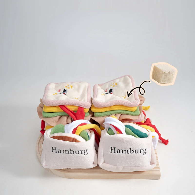 INS Hamburger Sandwich Toy Sticky Paper Hidden Food Pet Hidden Food Sash Sound Toy Dog Puzzle Toys Dog Accessories