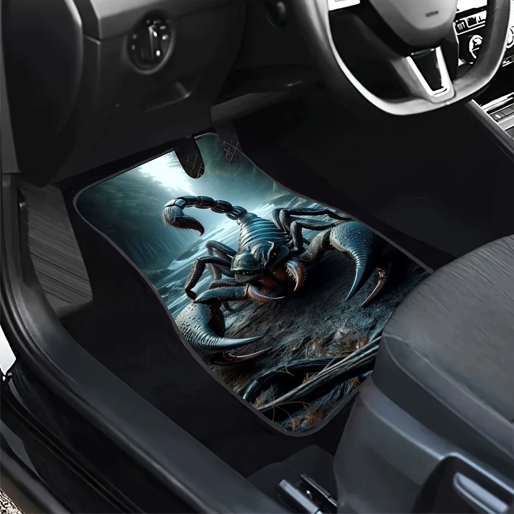 4pcs Mechanical Scorpion Pattern Car Footrest Set, Universal Anti-Slip Protective And Dustproof Front And Rear Floor Mats, Car I