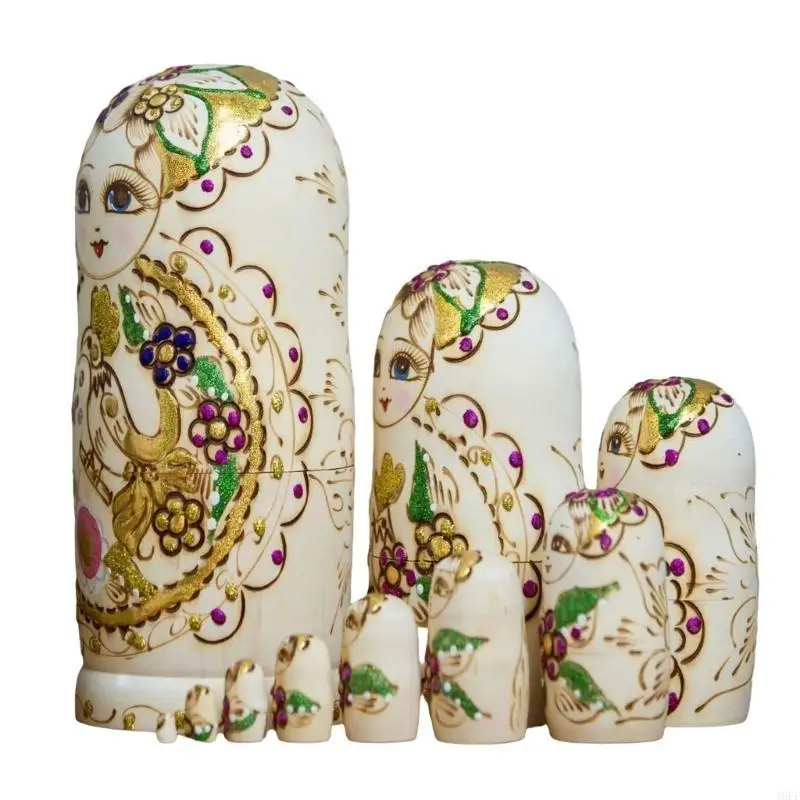 

16FE Folk Art Russian Nesting Dolls Handmade Figurine Home Office Decors