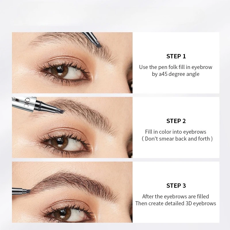 Пятицветный жидкий карандаш для бровей, темно-коричневый карандаш для бровей с микровышивкой, водостойкая косметика для татуировки бровей