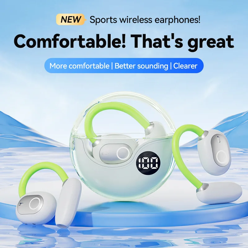 2-in-1 Open Ear Earphones M80 OWS Wireless Bluetooth Earbud with Ear-Hook & Neckband Design ENC Call Headphones for Jogging Work