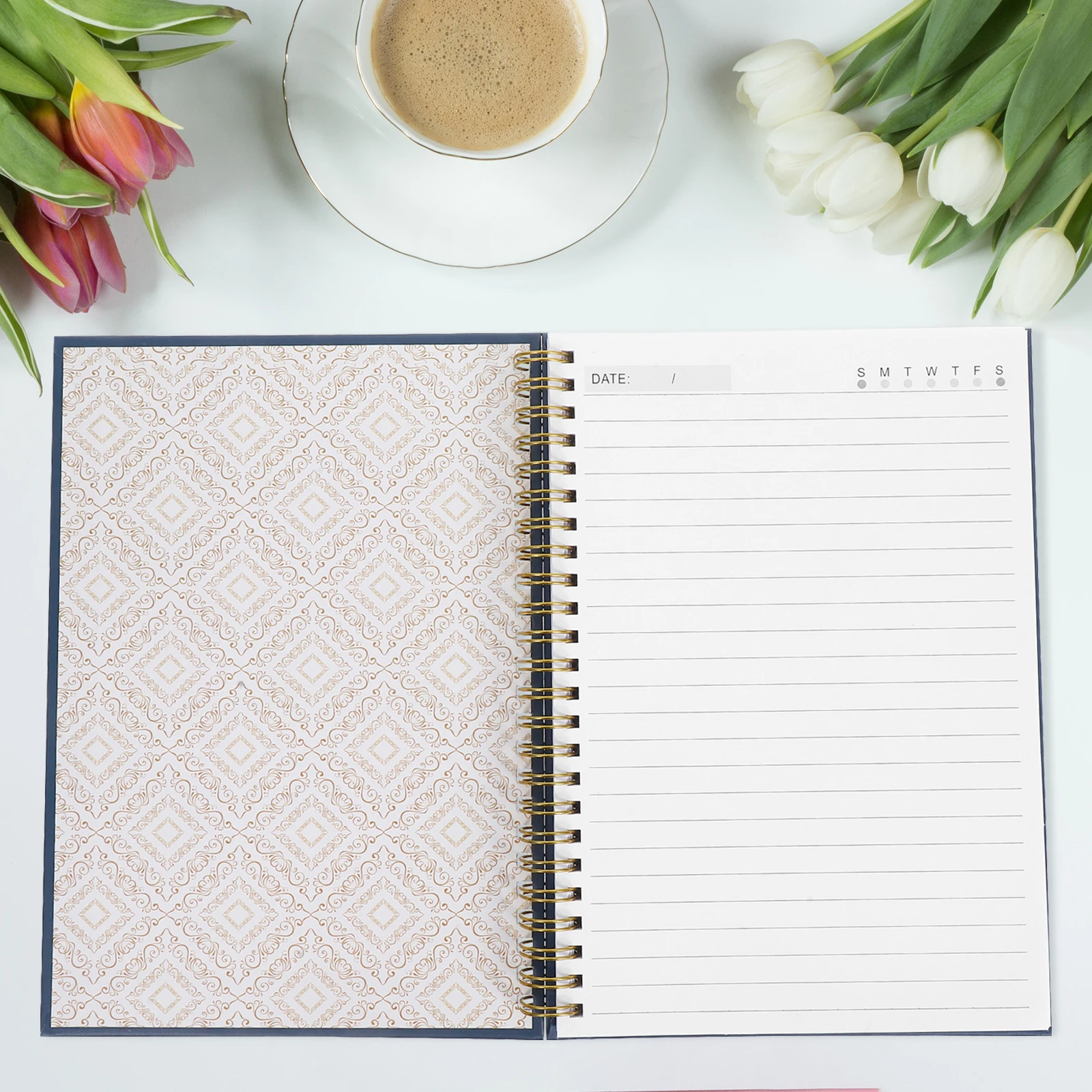 

A5 Spiral Coil Notebook Planner for Men Horizontal Lines Business Schedule Weekly Notepad Sturdy Binding Portable Size