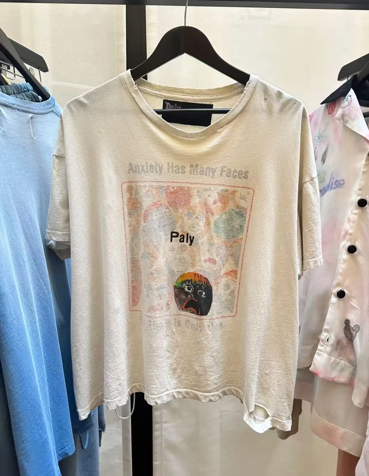 

High Quality 25ss PALY T Shirts Men Women American Retro White Bad Taste Style Classic Moment Summer Style Graffiti Style Tee