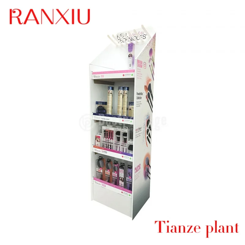 CustomShopping Mall  Display Shelf Cosmetic Paper Floor Stand for Makeup