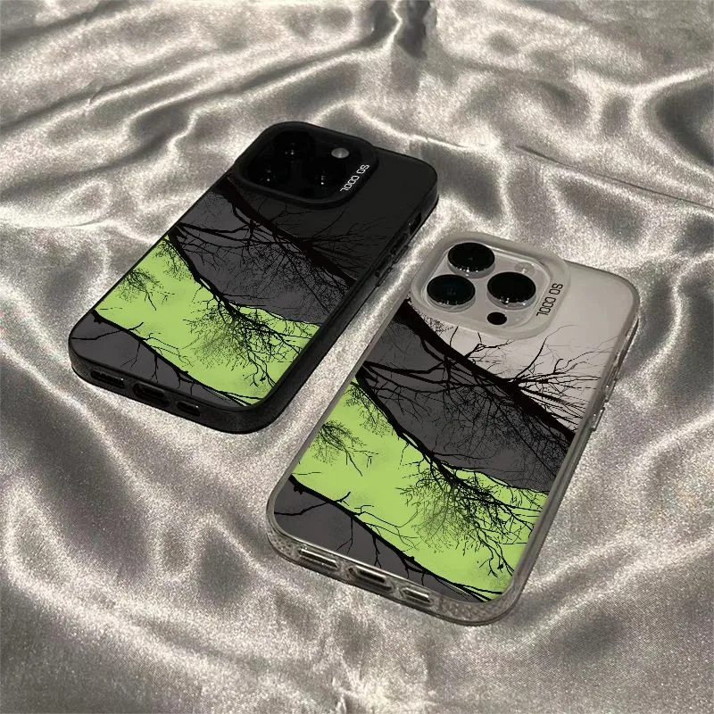 

Gothic Dark Green Tree Silhouette Case For Samsung S20 S21 S22 Plus S23 S24 FE S25 Note 20 Ultra Forest Branch Shockproof Cover