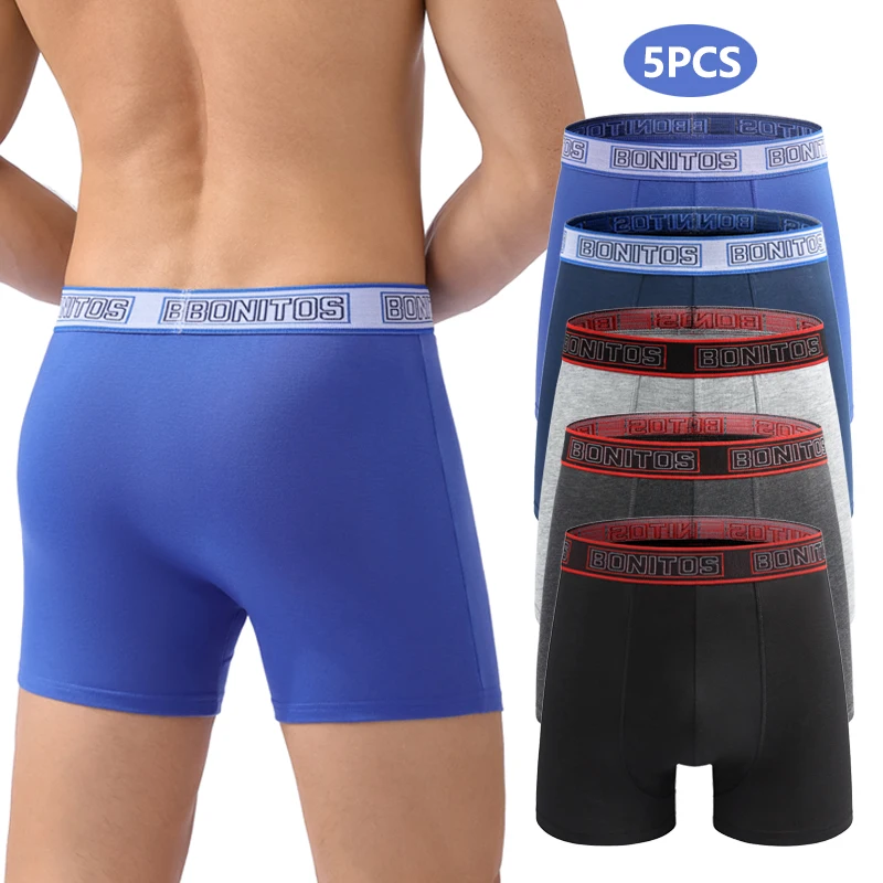 5pieces Men's Panties Sexy Medium Long Mens Underpants Letter Boxers Underwear For Men Polyester Boxer Shorts