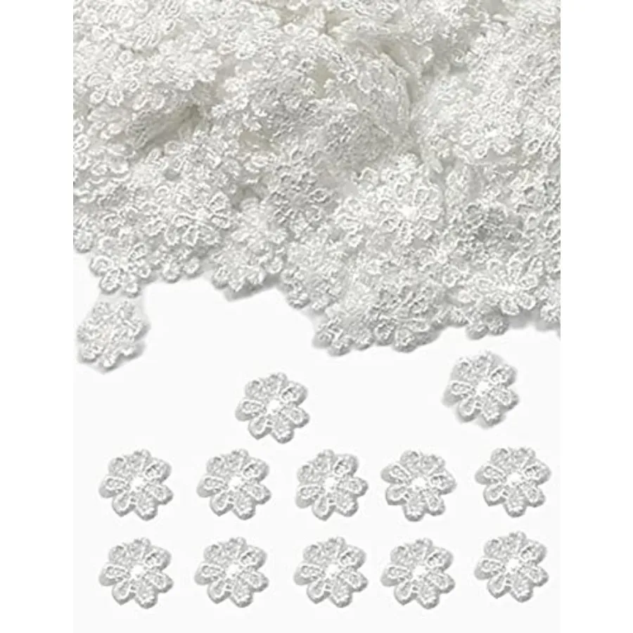 1000 Piezas de Apliques de Encaje Guipur con Diseño de Margaritas de 0.5 Pulgadas, Parches Bordados Florales para Coser, Mini Motivos para Decoración y Joyería