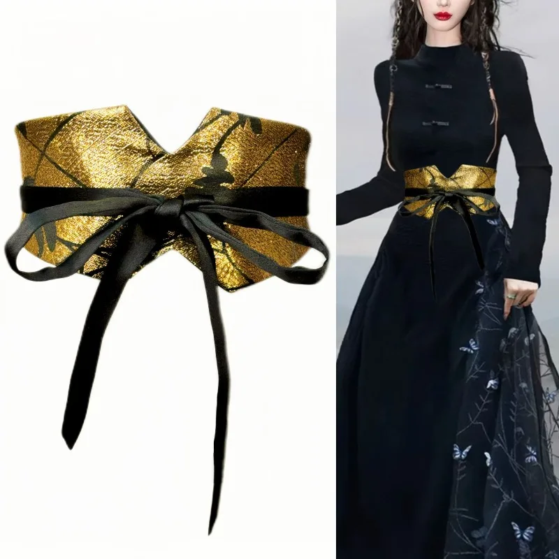 

Новый дизайн 2025: Элегантный женский пояс для платья (подходит для талии 60-82 см), черный/серебристый жаккард, высококачественный этнический стиль