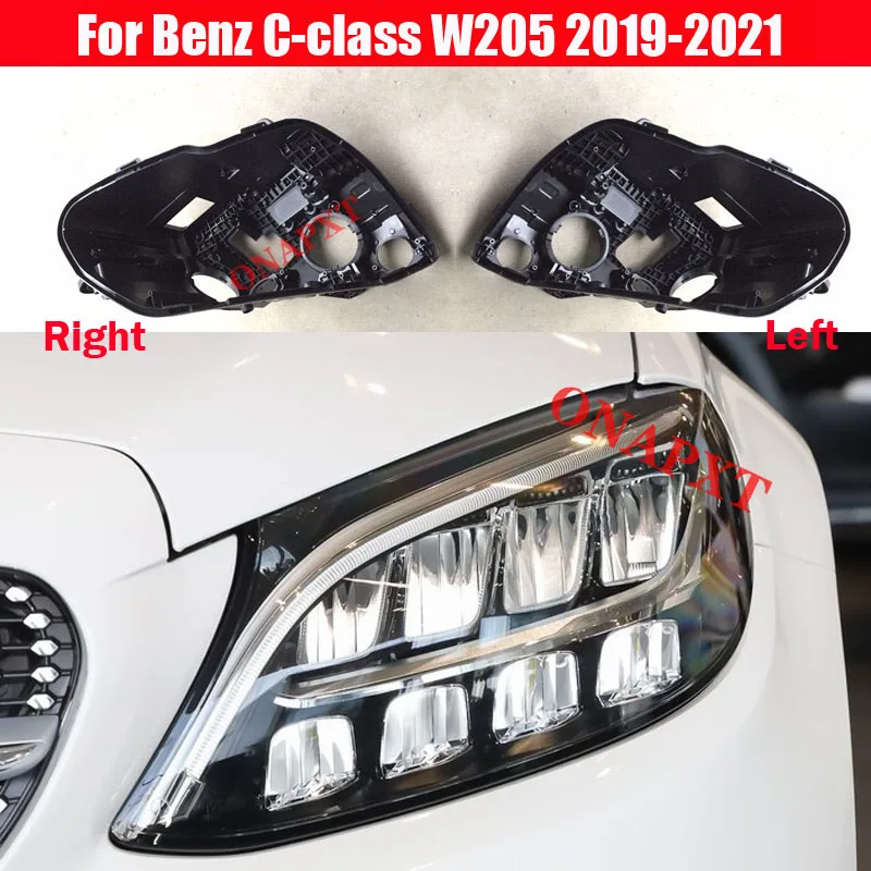 Front Headlight Cover Black Base For Benz C-class W205 2019-2021 Rear Casing Headlight Back Housing Bottom Protection Shell