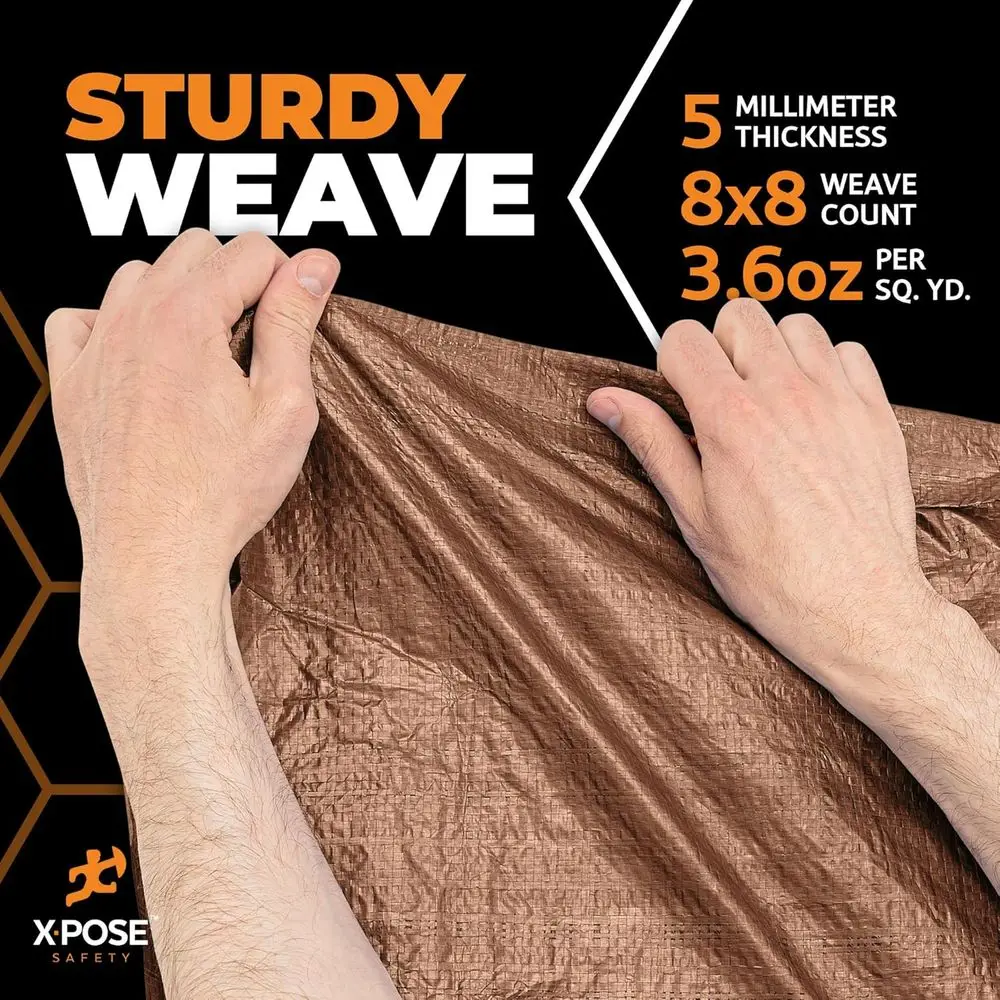 قماش بولي بني مقاس 20 × 30 بوصة - شديد التحمل، مقاوم للماء، مقاوم للطقس، بسمك 5 مل