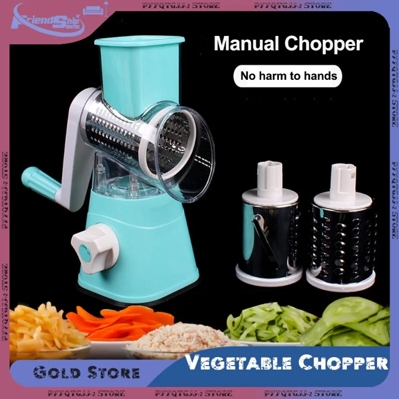 Drum Vegetable Chopper Manual Kitchen Potato Slice Chopper Vegetable Cheese Grinder Peeled Garlic Shredder Kitchen Accessories