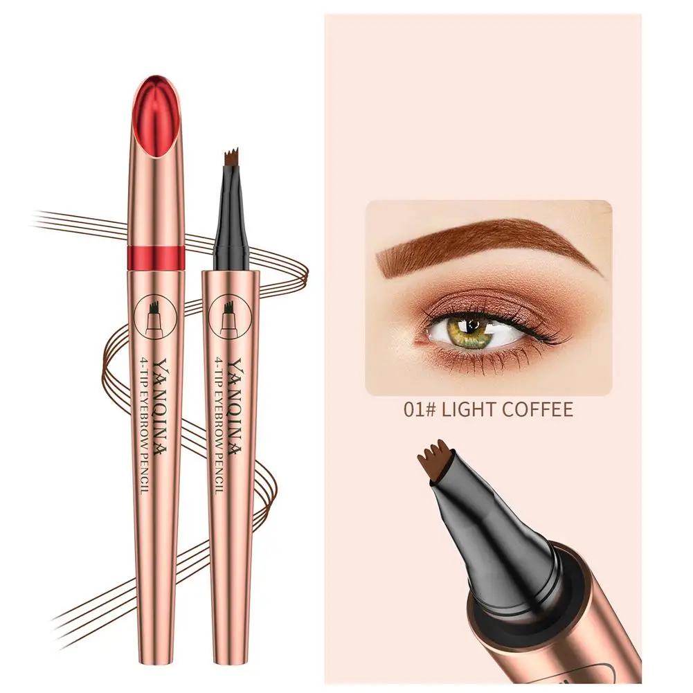 Lápis de sobrancelha líquido impermeável, 4 Point Pen Maquiagem, Long Lasting Cosmetic, Microblade Brow, T6u5