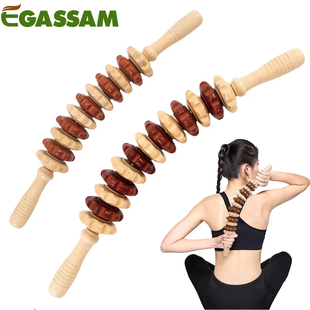 Wood Therapy Massage Tools, Massage Roller Stick Curved Lymphatic Drainage Massager for Release Cellulite Relieve Muscle Stress