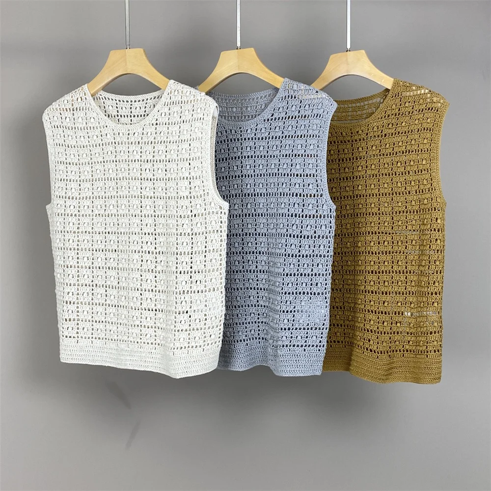 

Ladies Fashion All-match Tank Top Summer Hand-Crocheted Hollow Sleeveless Vest