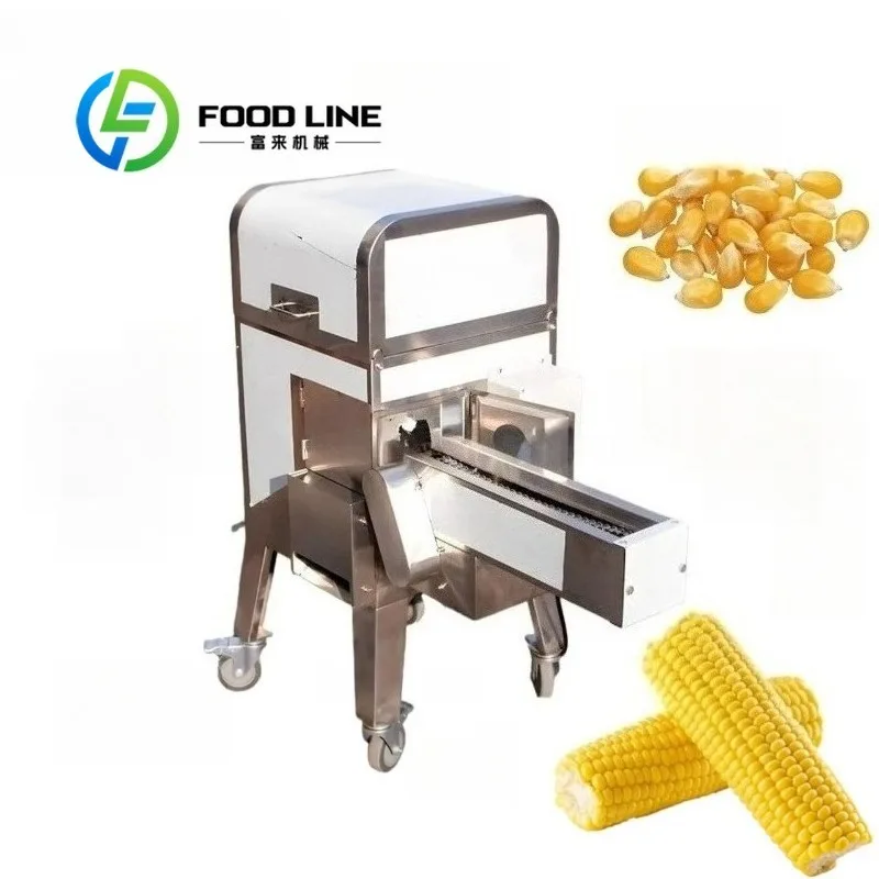 Fully Automatic Fresh Corn Sheller Thresher Machine Mobile Vertical Maize Stripper with Conveyor for Agricultural Processing